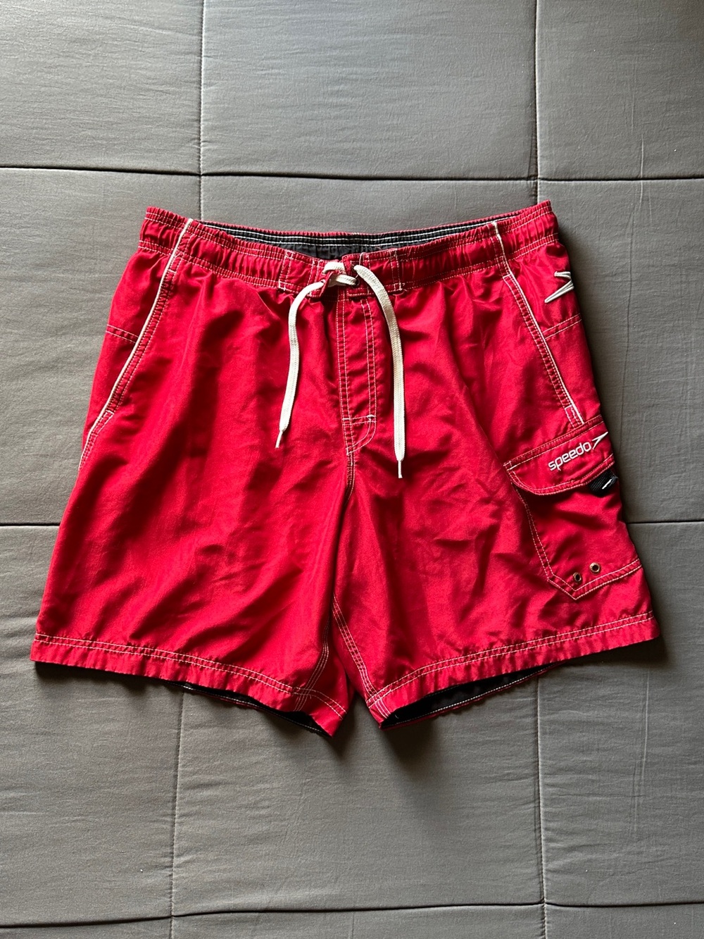 Speedo Red Men's Swim Board Shorts with Cargo Pocket